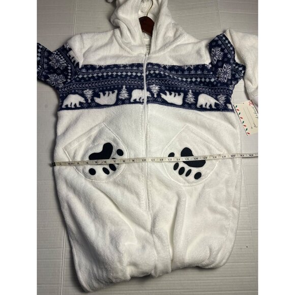 Derek heart Hooded Polar Bear women L Fair Isle Jumpsuit - White& navy winter - Picture 11 of 14